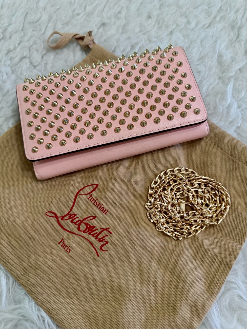 Christian Louboutin Pink Studded Leather Wristlet Wallet - Picture 4 of 10